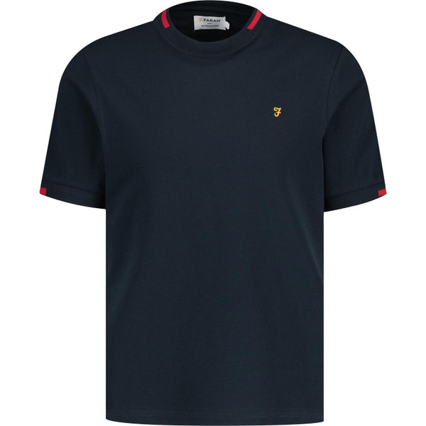 farah vintage mens bedingfield tipping crew neck tshirt navy