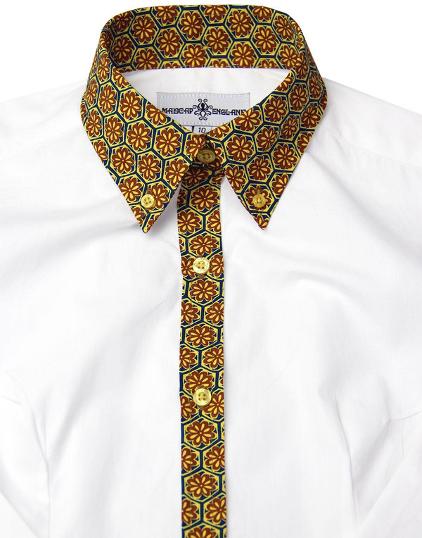madcap england juniper 60s floral trim shirt teal madcap england juniper 60s floral trim shirt teal