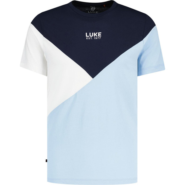 Luke St Lucia Retro 1990s Colour Block Relaxed Fit T-shirt in Dark Navy M760158