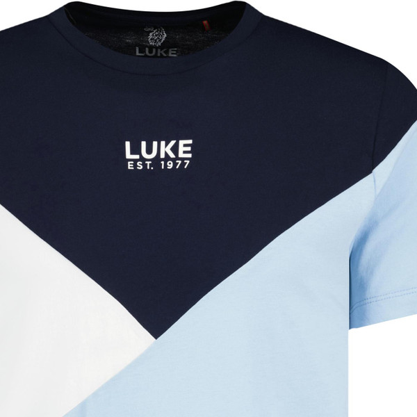 Luke St Lucia Retro 1990s Colour Block Relaxed Fit T-shirt in Dark Navy M760158