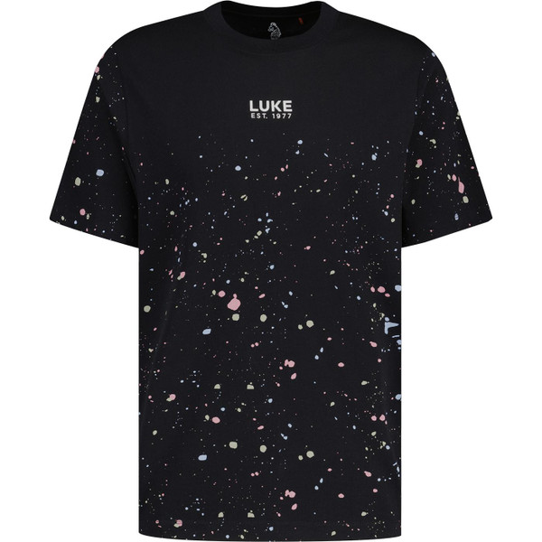 Luke St Kitts 90s Baggy Era Relaxed Fit Paint Splash T-shirt in Black