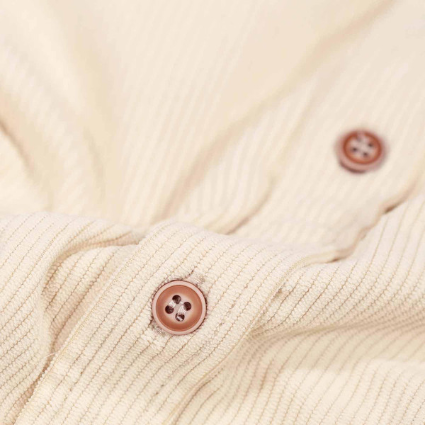 Luke Caicos Island Retro 1980s Ribbed Short Sleeve Shirt in Ecru M760851