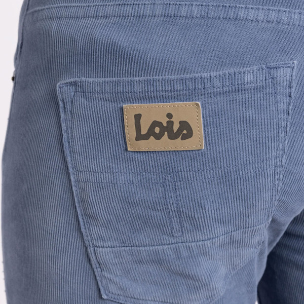 Back patch on Lois Sierra Men's 80s Casuals Needle Cord Jeans in Light Blue