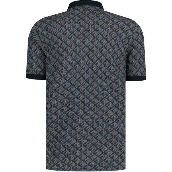 farah vintage mens heydon geo jacquard pattern polo tshirt navy