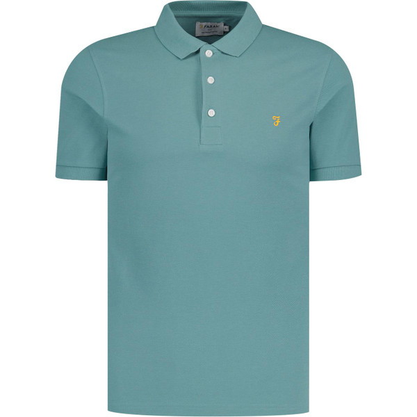 farah vintage mens blanes classic mod plain coloured pique polo tshirt brook blue