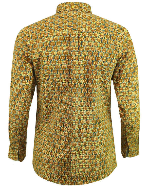 madcap england saffron floral hexagon shirt teal