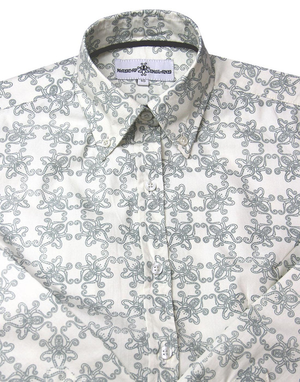 madcap england octavia octopus print shirt grey