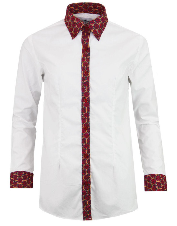 madcap england juniper mod floral trim shirt red
