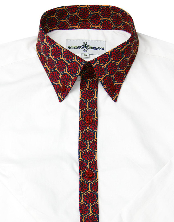 madcap england juniper mod floral trim shirt red