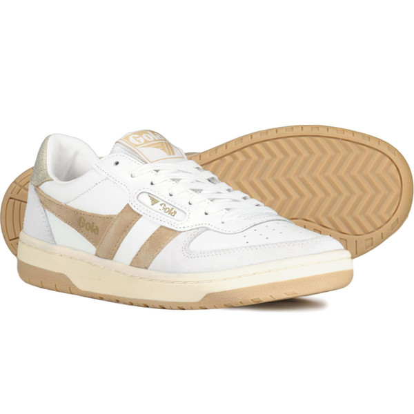 gola womens hawk classics retro 80s trainers white caramel gold