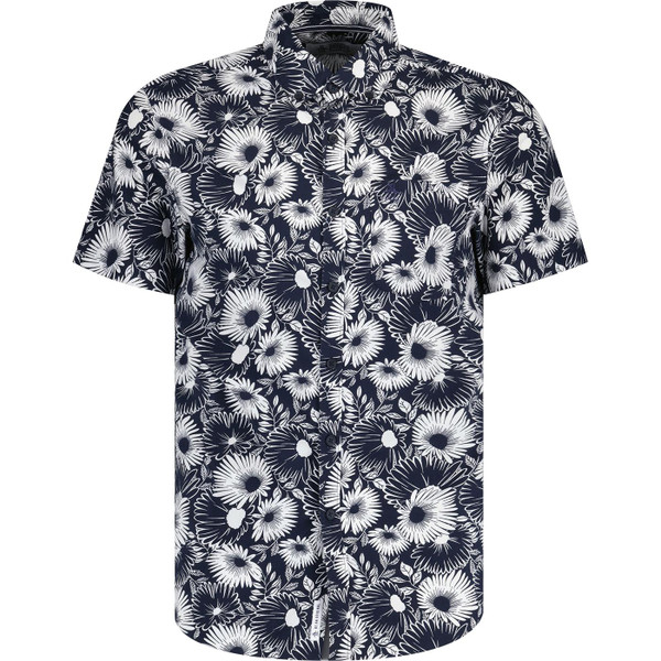original penguin mens retro 70s hawaiian style bold floral print short sleeve shirt dark sapphire white