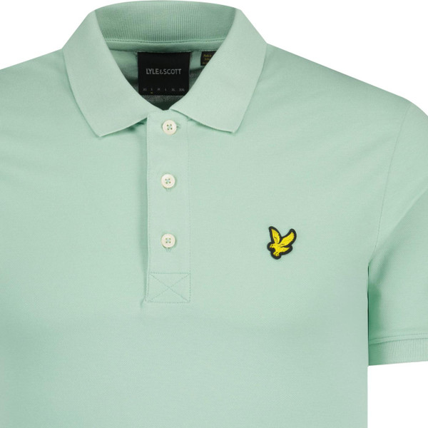 lyle and scott mens retro mod plain pique polo tshirt turquoise shadow