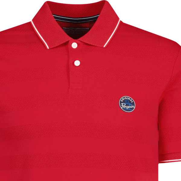 original penguin mens mod honeycomb texture icons tipped polo tshirt salsa red