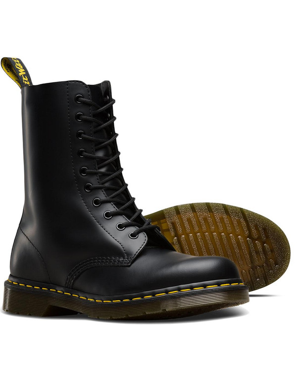 Sole on Dr Martens Men's 1490 Mod Revival Punk 10 Eyelet Lace Up Boots in Black Leather