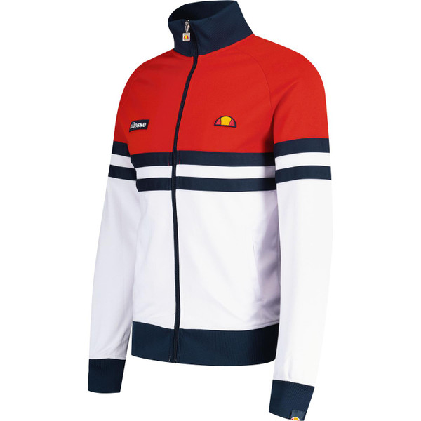 ellesse mens rimini retro 80s casuals funnel neck zip track top red navy
