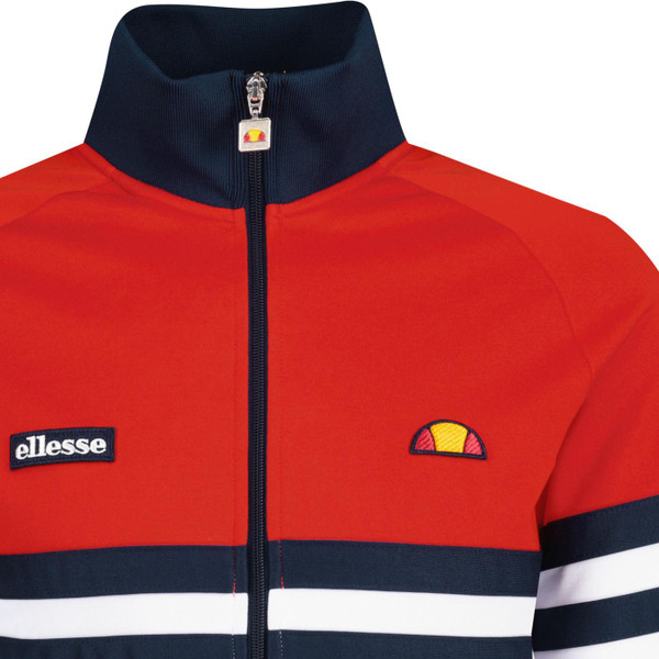 ellesse mens rimini retro 80s casuals funnel neck zip track top red navy