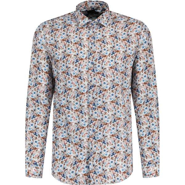guide london mens painted florals bold print long sleeve shirt white blue