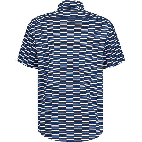 original penguin mens all over geometrical print short sleeve shirt dark sapphire