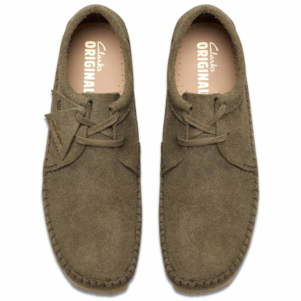 Clarks Originals Weaver Mod Suede Moccasin Shoes in Pale Khaki 26175715