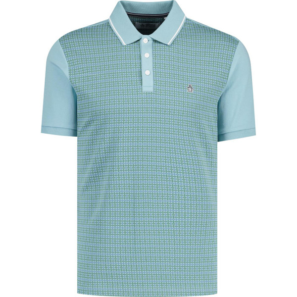 original penguin mens jacquard basket weave polo tshirt tourmaline green