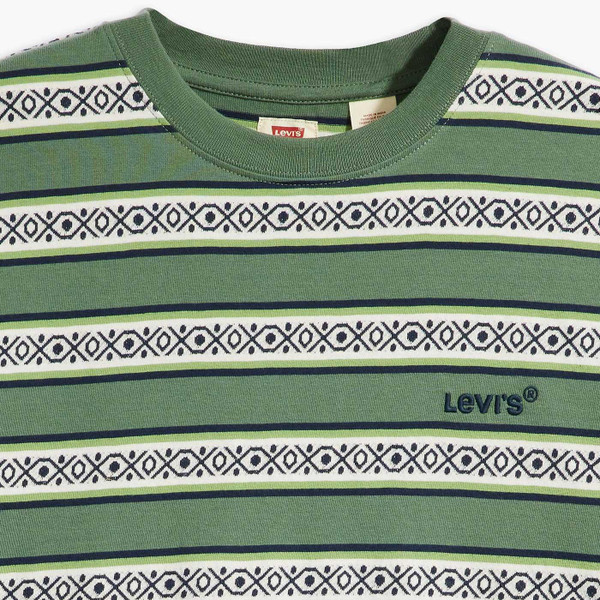 Levi's Red Tab Otis Retro 1970s Geo Stripe T-shirt in Green A06370089