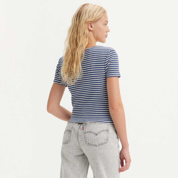 Levi's Monica Penny Stripe Retro Ribbed Top in Blue A71820005