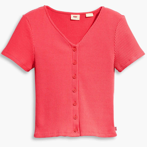 Levi's Monica Ribbed Top in Coral Red