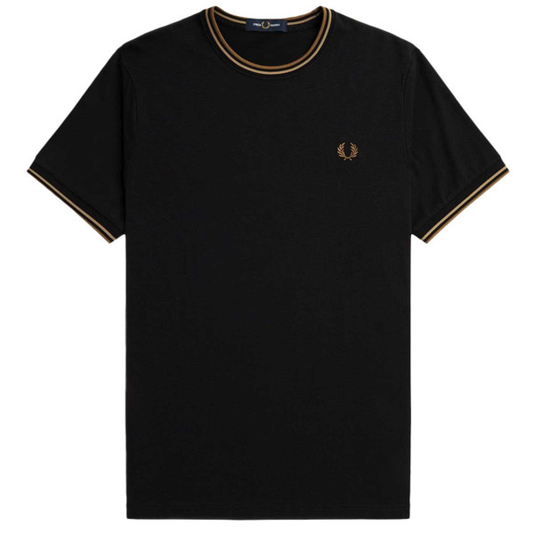 Fred Perry Twin Tipped T-shirt in Black and Stone M1588 U97  
