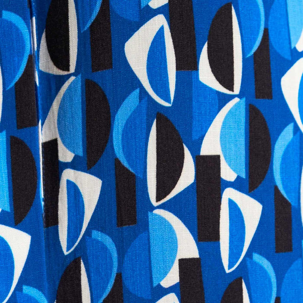 Louche Abinaya Mid Century Retro 60s Geo Print Shirt in Blue