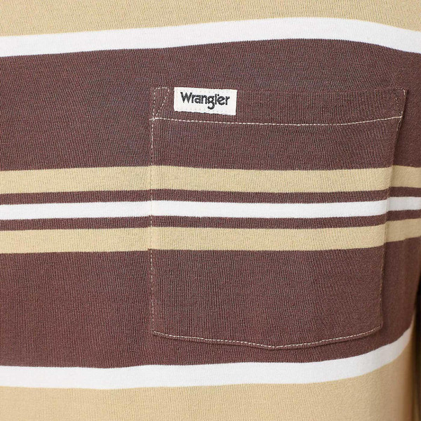 Wrangler Vintage Stripe Pocket Tee in Plaza Taupe 112350416