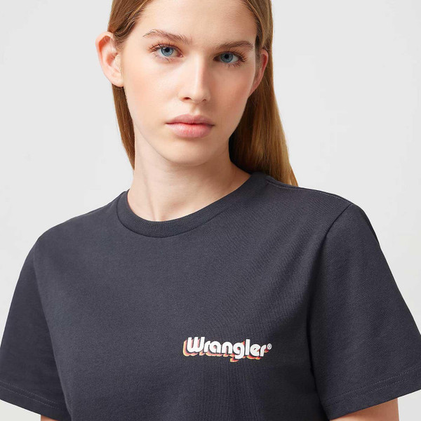 Wrangler Women's Retro 3D Round Logo T-shirt in Black 112350315