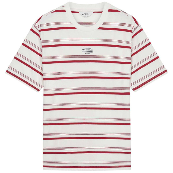 Ben Sherman Retro Fine Stripe T-shirt in Snow White 0075885 002