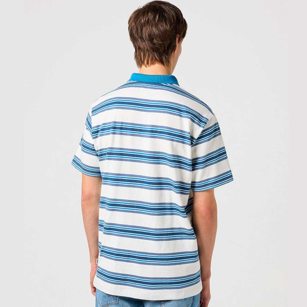 Wrangler Retro 80s Stripe Zip Neck Rugby Polo Shirt 112350409