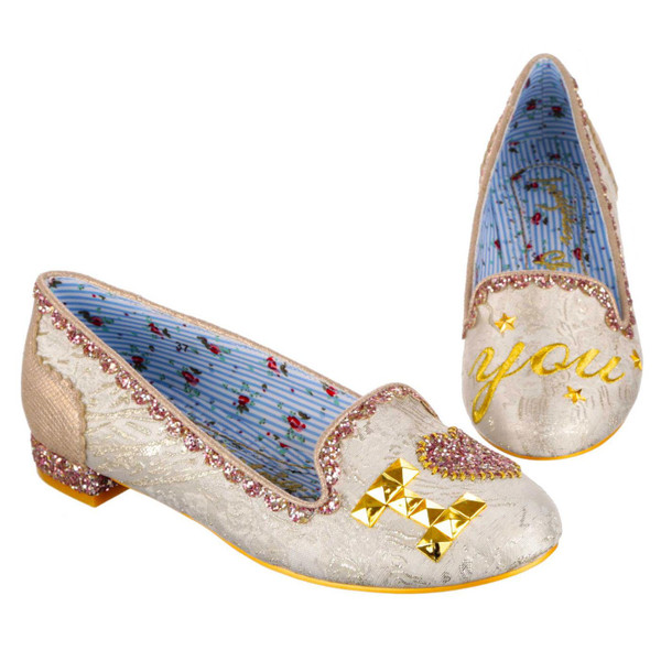 Irregular Choice Luv Ya Wedding Bridal Flat Shoes in Cream 4329-103A
