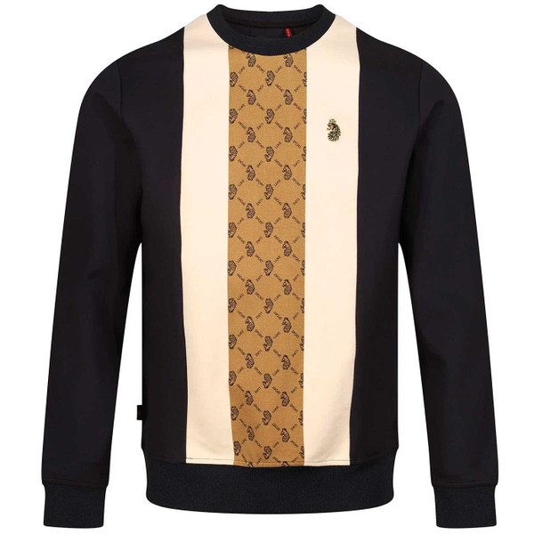 Luke Pickford Overprint Stripe Panel Sweatshirt in Caramel