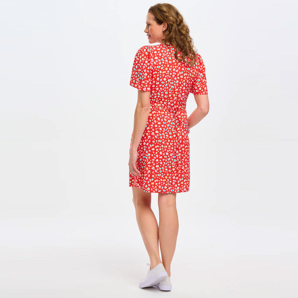 Sugarhill Brighton Kari Summer Tea Dress in Rainbow Leopard Red D1119