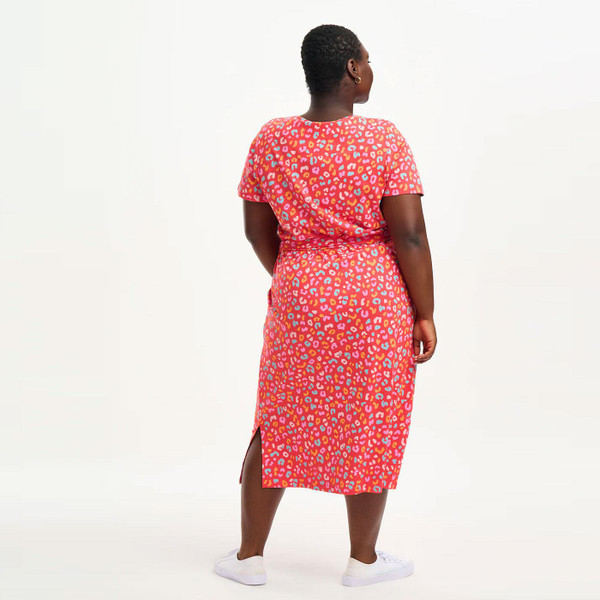 Sugarhill Brighton Flissy Jersey Midi Dress in Summer Leopard Red D1069
