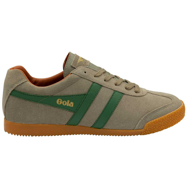 Gola Classics Harrier Suede Retro Trainers in Rhino, Evergreen and Moody Orange CMA192FN Gola Classics Harrier Suede Retro Trainers in Rhino, Evergreen and Moody Orange CMA192FN