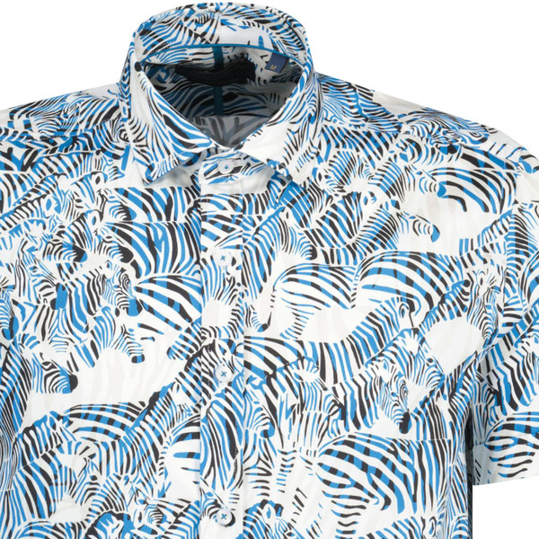 guide london mens zebra print short sleeve shirt white blue