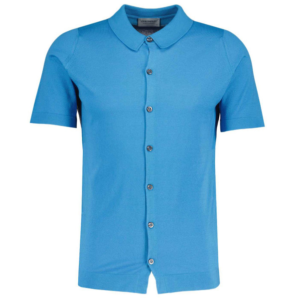 John Smedley Folke Men's Knitted Shirt in Summer Sky