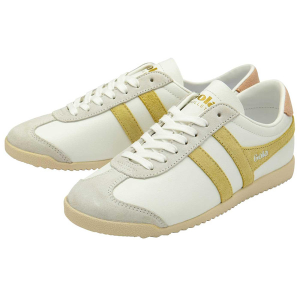 Gola Classics Bullet Pure Retro 90s Trainers in White, Lemon and Pearl Pink CLA366XY