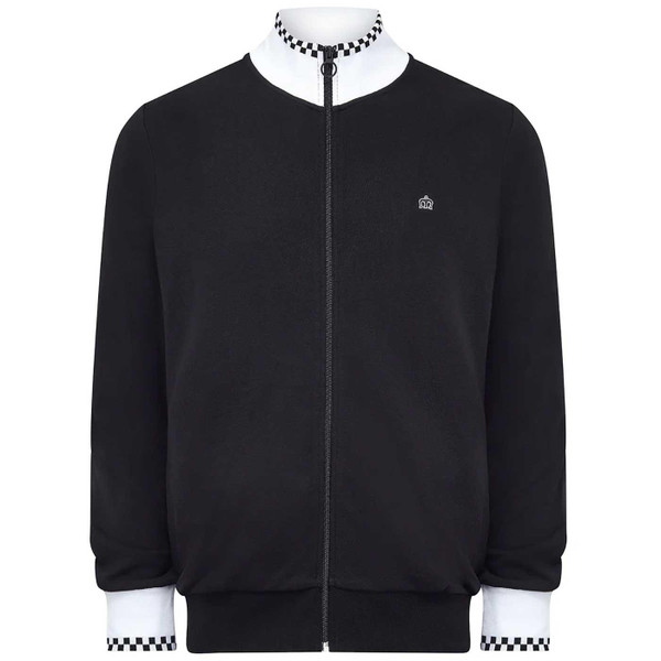 Merc James Ska Check Tipped Track Jacket in Black