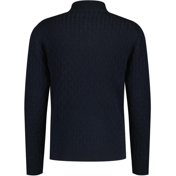 french connection mens cable knit half zip jumper marine blue
