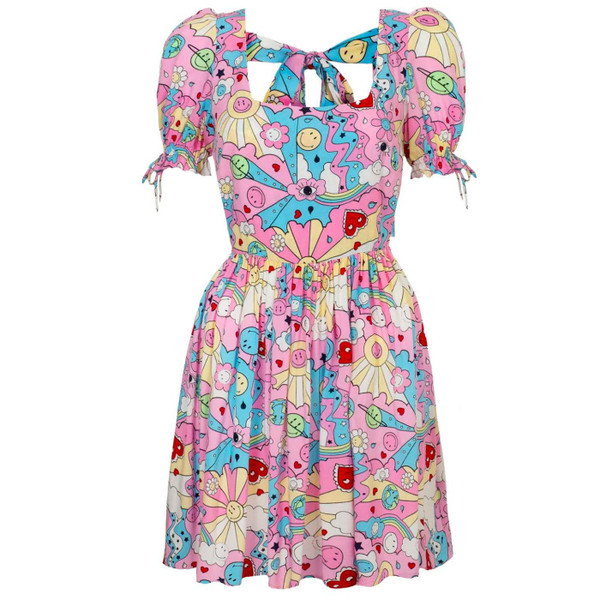 Hell Bunny x Smiley Originals Loulou Mini Dress in Pink SM4001