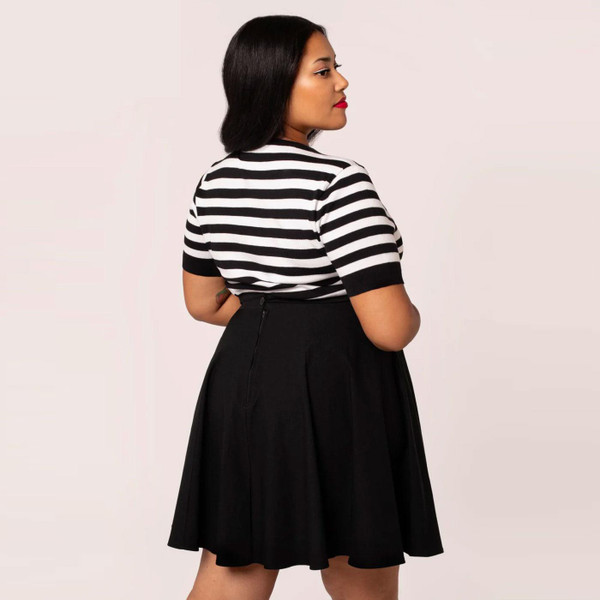 Hell Bunny x Smiley Originals Robbie Striped Top in Black/White