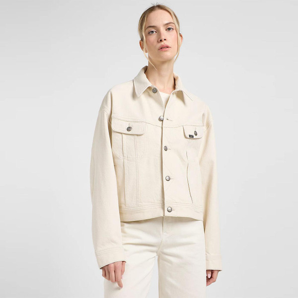 Lee Women's Drop Shoulder Denim Rider Jacket in Ecru 112363462