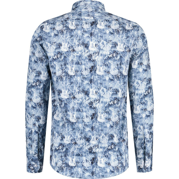 guide london mens electric guitars pattern long sleeve shirt blue white