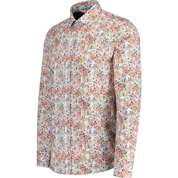 guide london mens botanical pattern long sleeve shirt white red