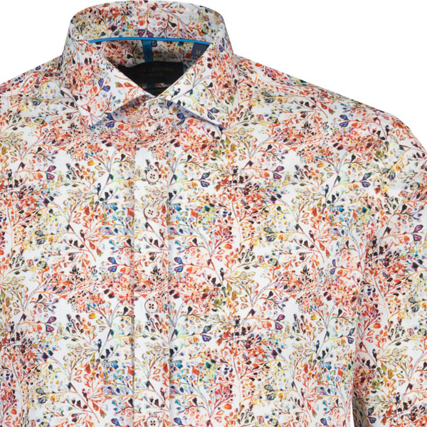 guide london mens botanical pattern long sleeve shirt white red