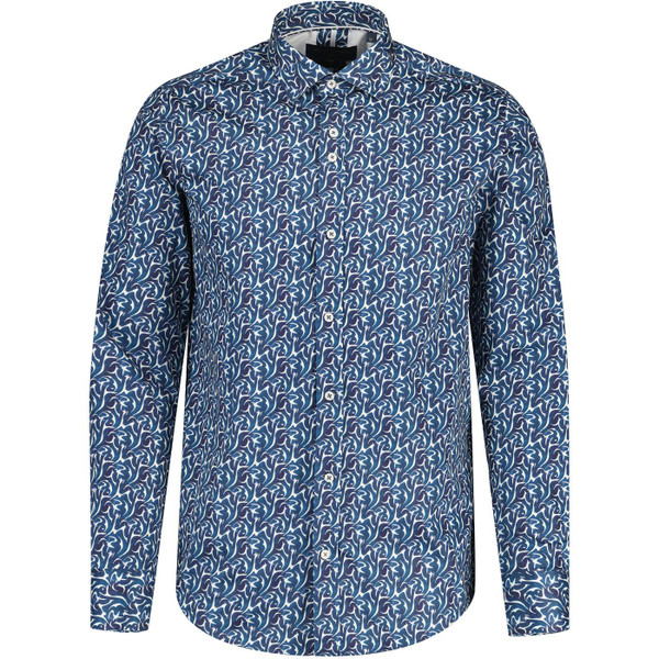 guide london mens shades of blue abstract print long sleeve shirt blue white